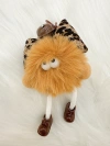Cute rabbit fur leopard print bow, small coal ball bag pendant, plush car keychain pendant, gift Specification image